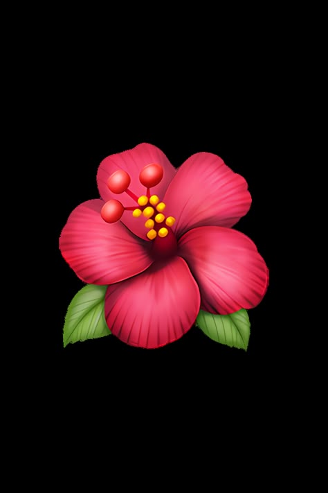 The 🌺 Hibiscus emoji appears as a bright pink or red flower with five petals and a yellow center. The petals are slightly curved and overlap each other, giving the appearance of depth and texture. The flower is surrounded by green leaves, which are visible at the bottom of the emoji. Overall, the 🌺 Hibiscus emoji is a vibrant and eye-catching representation of this tropical flower. Emoji Flower, Phone Emoji, Emoji Copy, Apple Emojis, Imessage Sticker, Emoji Stickers Iphone, Ios Emoji, Icon Emoji, Emoji Wallpaper Iphone