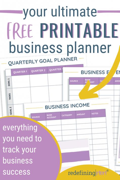 FREE Printable Quarterly Business Planner! Business Income Tracker, Mom Planner Printables Free, Business Organization Printables, Starting A Cleaning Business, Housekeeping Business, Business Planner Printables, Small Business Printables, Income And Expense Tracker, Business Binders