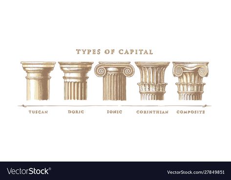 Ionic Order, Architectural Orders, Hand Drawn Illustration, Drawn Illustration, Vector Hand, Png Images, Hand Drawn, Greece, Vector Images