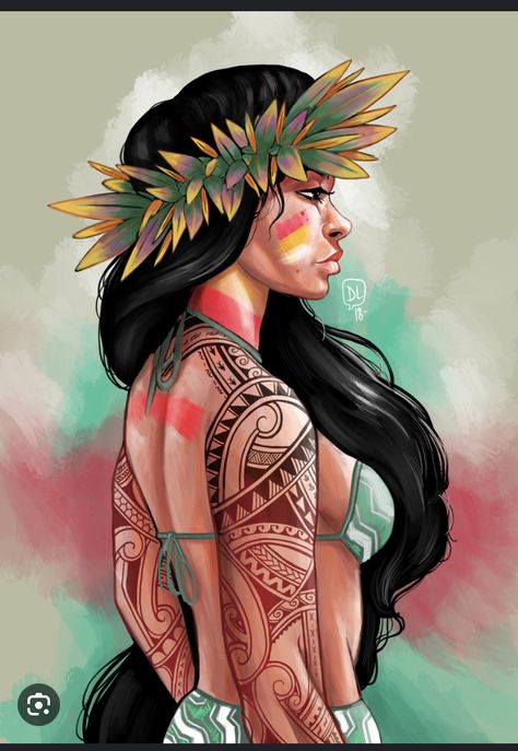 Hawaiian Woman, Magic Runes, Polynesian Art, Hawaiian Art, Canvas Drawing, Female Art Painting, Desenho Tattoo, Black Artwork, White Tattoo