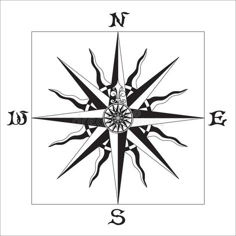 Wind rose old. Old sign Wind Rose.Specifies the direction of the cardinal points , #Aff, #Rose, #Specifies, #direction, #Wind, #rose #ad Wind Tattoo, Compass Art, Cardinal Directions, Octopus Tattoos, Vintage Compass, Rosé Black And White, Blackwork Patterns, Wind Rose, Natural Magic