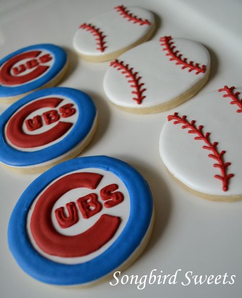 Chicago Cubs Cookies Decorated, Cubs Cookies Decorated, Cubs Cookies, Chicago Cubs Birthday Party, Chicago Cubs Birthday, Cubs Birthday Party, Baseball Cookies, Baseball Birthday Party, Chicago Cubs Baseball