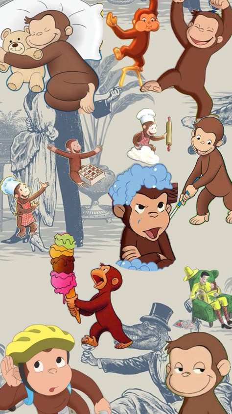 Curious George Wallpaper, Monkey Pictures, Cute Summer Wallpapers, Wallpaper Iphone Summer, Iphone Lockscreen Wallpaper, Monkeys Funny, Cute Monkey, Curious George, Preppy Wallpaper