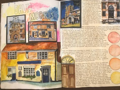 Buildings Title Page Gcse Art, People And Places Art Gcse, Urban Environment Art Gcse, Gcse Watercolour Art Sketchbook, Art Gcse Buildings, Gcse Art Landscapes, Places And Spaces Gcse Art Mindmap, Architecture Gcse Art, Spaces And Places Art Gcse