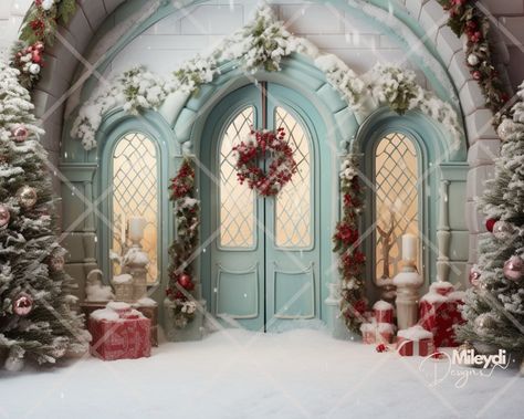 Christmas Photoshoot Backdrop, Christmas Backdrops For Photography, Door Photography, Kitchen Photography, Backdrops For Photography, Blue Doors, Backdrop Christmas, Photoshoot Backdrops, Christmas Photography Backdrops