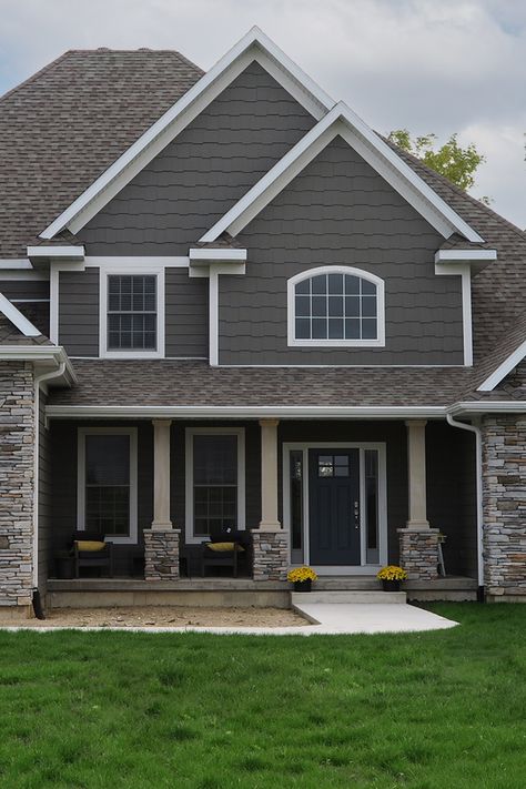 Grey Cedar Shake Siding, Stone And Shake Siding Exterior, Light Gray Cedar Shake Siding, Alside Siding, Cedar Shake Siding Colors, Mastic Natural Slate Siding, Certainteed Seagrass Vinyl Siding, Diamond Kote Graphite Siding, Diamond Kote Siding Colors