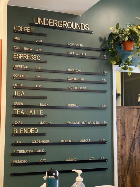 Coffee Shop Board Design, Aesthetic Cafe Names, Coffee Shop Sandwich Board, Coffee Shop Price Board, Coffee Shop Sandwich Board Signs, Hanging Menu Boards Coffee Shop, Coffee Shop Menu Board, Cafe Menu Boards, Green Cafe