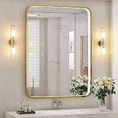 Amazon.com: FTOTI 36x24 Inch LED Bathroom Mirror with Lights, Black Metal Frame Mirror, Wall Mounted Lighted Vanity Mirrors for Wall, Anti Fog Dimmable Led Mirror for Makeup : Home & Kitchen Gold Mirror Light, Brass Vanity Light The Home Depot, Square Gold Vanity Mirror, Bathroom Vanity Lighting Over Mirror Brass, Gold Mirror Bathroom Lowe's, Bathroom Brushed Gold Fixtures, Vanity Light With Gold Mirror, Bathroom Light Fixtures Over Gold Mirror, Bathroom Wall Lights Gold