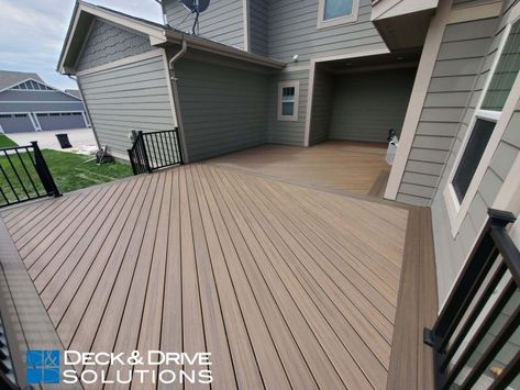 Toasted Sand Trex Deck, Trek Deck, Trex Composite Decking, Trex Decking, Double Picture, Trex Deck, Deck Builders, Aluminum Railing, Post Cap