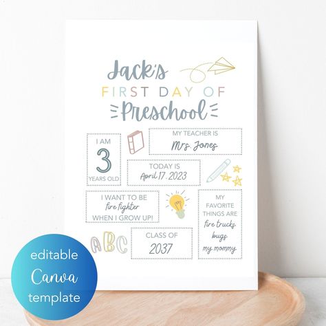 First Day Of Preschool Sign, First Day Of School Printable, Last Day Of School Sign, Back To School Sign, School Template, Fun School, Rights And Responsibilities, Multiplication For Kids, Cute Photo