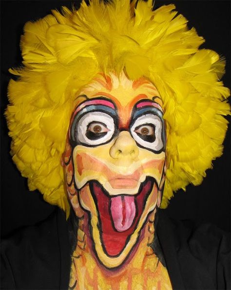 look closely.. thats a person...  #sephoracolorwash  #sephora #colorwash Big Bird Costume, Bird Makeup, Scared Face, Animal Makeup, Love Is A Choice, Bird Costume, Makeup Humor, Scary Makeup, Halloween Make Up