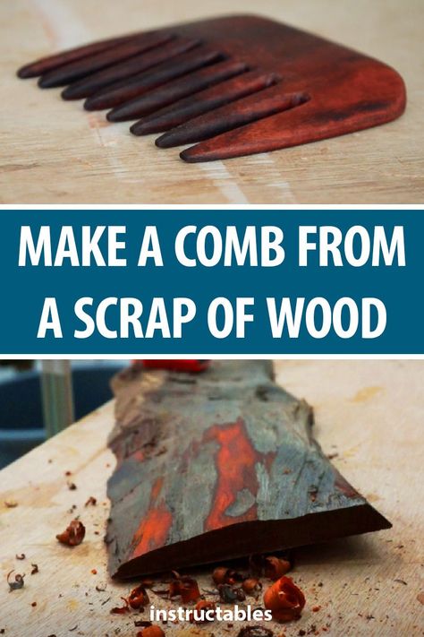 Reuse tree scraps to make simple wooden combs with saws, chisels, and sandpaper. #upcycle #recycle #woodworking #workshop #woodshop #tools Wood Crafting Tools, Woodworking For Kids, Wooden Comb, Diy Holz, Popular Woodworking, Woodworking Jigs, Woodworking Videos, Wood Working For Beginners, Woodworking Furniture