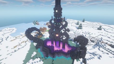 The idea of designing a trident into my nether portal :D Nether Portal Design, Interior Design Minecraft, Minecraft Mountain, Minecraft Portal, Minecraft Tree, Nether Portal, Portal Design, Minecraft Structures, Minecraft Castle