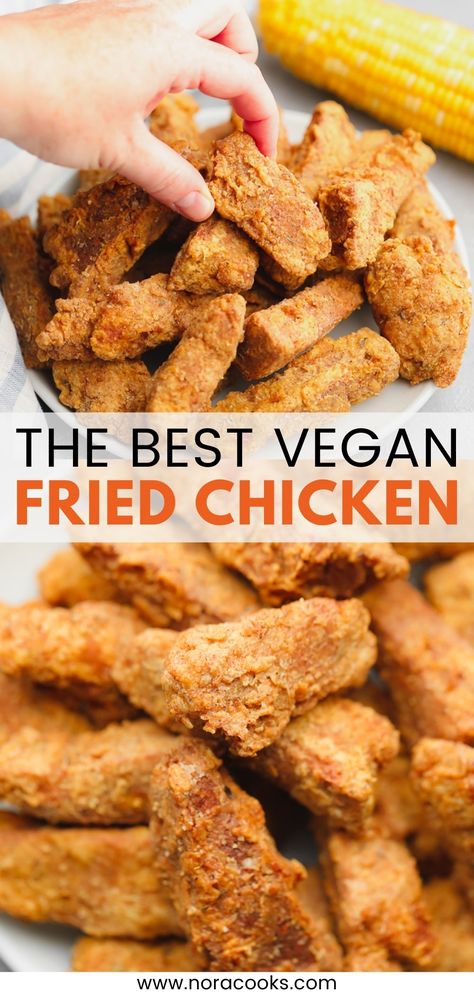 Vegan Chicken Tenders, Vegan Chicken Recipes, Pescatarian Lifestyle, Veggie Meat, Seitan Chicken, Homemade Seitan, Nora Cooks, Vegan Meat Recipe, Homemade Fried Chicken