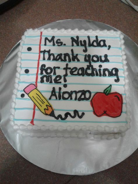 Teacher Thank You Cake Thank You Teacher Cake, Teacher Appreciation Cake, Teachers Day Cake, Teacher Cupcakes, Thank You Cake, School Cupcakes, Teacher Cakes, Birthday Sheet Cakes, School Cake