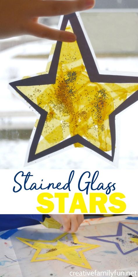 Make a Stained Glass Star Suncatcher or many of them to decorate your windows when you make this fun Christmas craft for kids. Prek Star Craft, Star Activities For Preschoolers, Star Projects For Preschool, Christmas Star Activities For Kids, Popsicle Stick Suncatcher, Church Kids Christmas Crafts, Celephane Window Craft, Nativity Star Craft, Christmas Sun Catchers For Kids