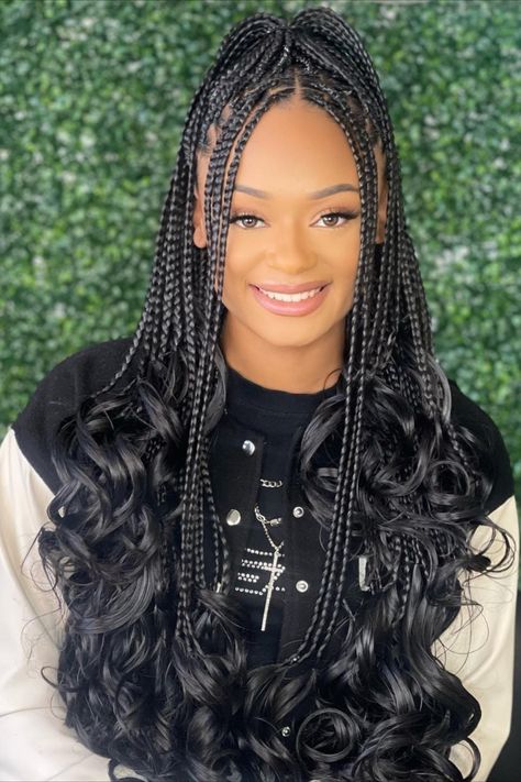 Afro Braided Hairstyles, Hair Styles Braids, French Curl, Styles Braids, Braided Hairstyle, Cute Box Braids Hairstyles, Braids With Extensions, Pretty Braided Hairstyles, Braids With Curls