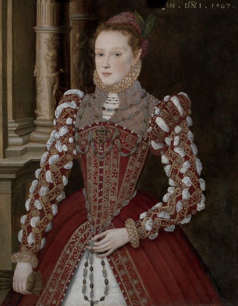 1567 ~ A Young Lady by Unknown artist Via: Yale Center for British Art 16th Century Portraits, Fashion History Timeline, Elizabethan Fashion, 16th Century Fashion, Tudor Costumes, Elizabethan Era, Historical Costuming, Usa Art, British Art