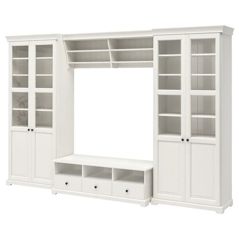 Ikea Liatorp, Hemnes Bookcase, Built In Bookshelves, Lacquered Walls, Tv Storage, White Tv, Ikea Hemnes, Painted Drawers, Media Furniture