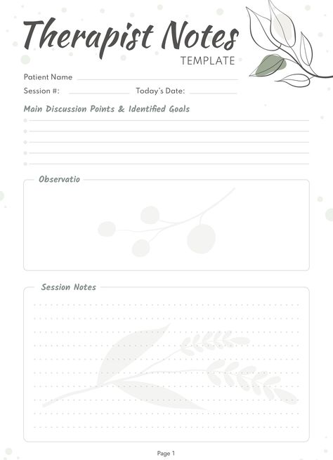 Therapy Notes Template, Therapist Notes, Congratulations Note, Notebook Paper Template, Therapy Notes, Soap Note, Docs Templates, Talk Therapy, Daily Planner Pages