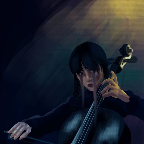 Wednesday Addams-cello scene Wednesday Cello Scene, Wednesday Addams Cello, Wednesday Addams, Addams Family, How I Feel, My Vibe, Love Her, Street Art, Concept Art