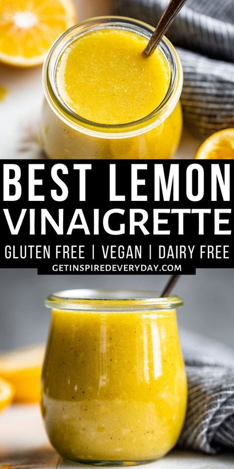 Lemon Vinegarette, Lemon Salad Dressings, Lemon Vinaigrette Dressing, Dairy Free Salads, Vinaigrette Dressing Recipe, Salad Dressing Recipes Healthy, Lemon Salad, Lemon Diet, Salad Dressing Recipes Homemade