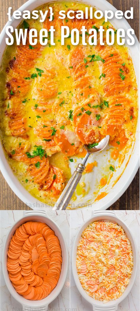 Scalloped Sweet Potatoes, Thanksgiving Countdown, Sweet Potato Side Dish, Sweet Potato Gratin, Sweet Potato Sides, Sweet Potato Recipe, Sweet Potato Recipes Casserole, Potato Bake, Potato Gratin