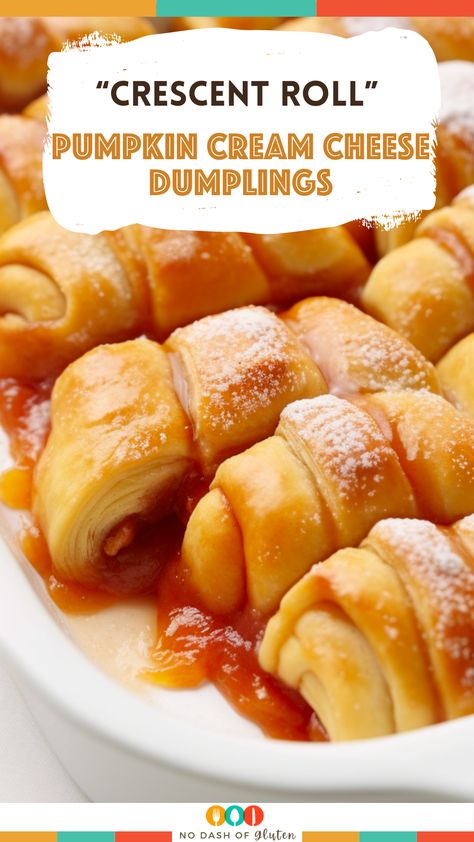 Pumpkin Cream Cheese Crescent Roll Dumplings, Cream Cheese Dumplings, Pumpkin Dumplings Recipe, Crescent Roll Cream Cheese, Pumpkin Dumplings, Cheese Dumplings, Cream Cheese Crescent Rolls, Pumpkin Cream Cheese, Pumpkin Pie Mix