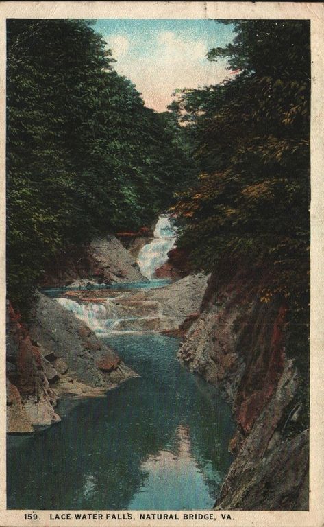 Virginia Nature, Natural Bridge Virginia, Nature Poster, Postcard Vintage, Water Falls, Natural Bridge, Nature Posters, Vintage Poster Art, Arts And Crafts Movement