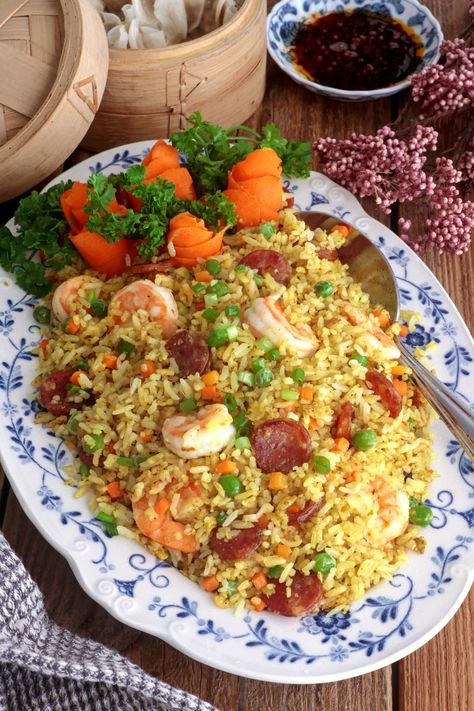 Yang Chow Fried Rice - Foxy Folksy Yang Chow Fried Rice, Foxy Folksy, Chinese Sausage, Pasta Noodle Recipe, Seafood Pasta Recipes, Better Than Takeout, Rice Ingredients, Bread Appetizers, Course Meal