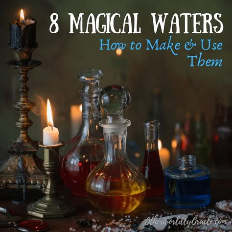 Water carries many magical properties. Learn how to make magical waters and how to use them, including: moon water, sun water, rose water and more! How To Use Storm Water, How To Make Storm Water, Storm Water Spells, How To Make Holy Water, Diy Moon Water, Diy Florida Water, Making Moon Water, Storm Water Witchcraft Uses, How To Use Florida Water