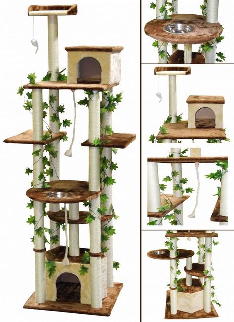 Luxury Cat Tree, Chat Diy, Cool Cat Trees, Cat Tree House, Diy Cat Tree, Tree Furniture, Cat Tree Condo, Cat Activity, Cat Trees