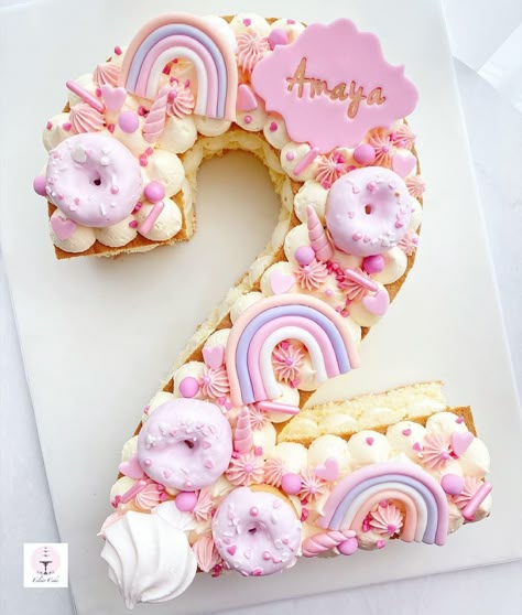 Unicorn Letter Cake, Number 2 Unicorn Cake, Two Sweet Cupcake Cake, S Birthday Cake Letter, Number 2 Cake Ideas, Number Unicorn Cake, Donut Unicorn Cake, Pastel Number Cake, Two Sweet Cake Ideas