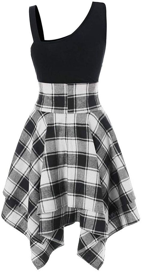 LEEDY Moda Mujer Sin Mangas Fuera del Hombro Cintura Corbata Cruzada Vestido Irregular Estampado: Amazon.es: Ropa y accesorios Girl Trends, Block Dress, Formal Dresses For Women, Really Cute Outfits, Girls Fashion Clothes, Girly Fashion, Teenage Fashion Outfits, Steampunk Fashion, Edgy Outfits