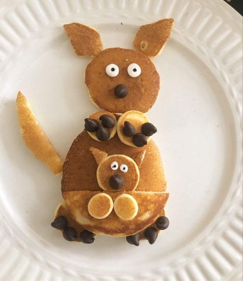 Animal Breakfast For Kids, Fun Kid Breakfast, Kangaroo And Joey, Fun Pancakes, Kids Pancakes, Pancake Art, Food Art For Kids, Creative Food Art, Breakfast Meal