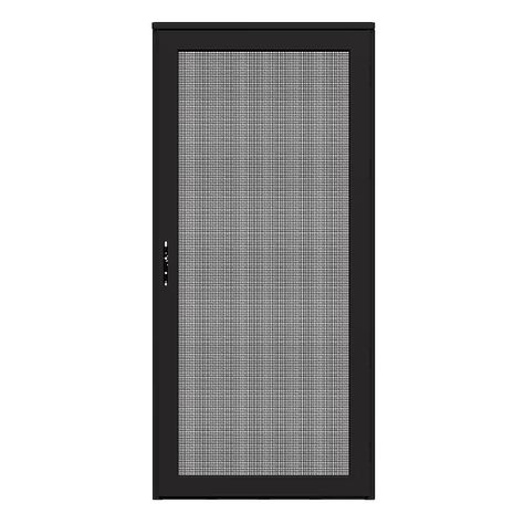 LARSON Platinum Secure Screen 32-in x 81-in Black Aluminum Surface Mount Security Door with Black and Lockset included in the Security Doors department at Lowes.com Black Screen Door, Security Screen Door, Door Screen, Door Sweep, Security Doors, Security Screen, Door Manufacturer, Storm Door, Weather Stripping