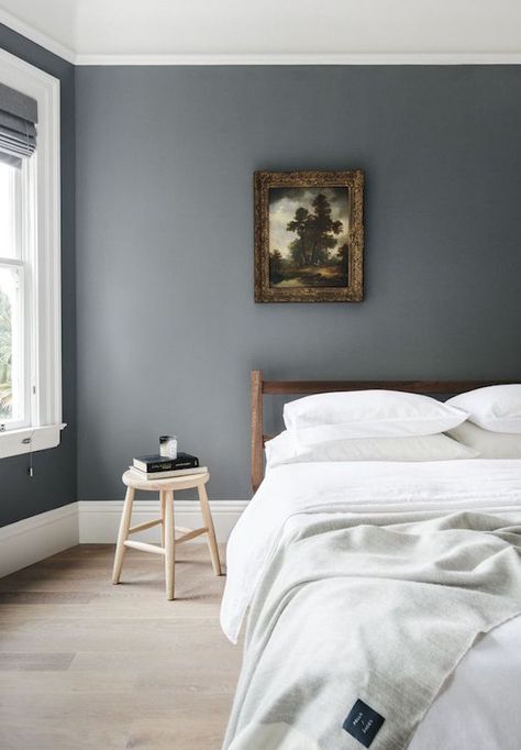 #bedroominspo #homedecor #homesweethome #mariekondo #theeverygirl Grey Colour Scheme Bedroom, Color Palette For Home, Grey Bedroom Colors, Blue Gray Bedroom, Gray Bedroom Walls, Interior Design Minimalist, Bedroom Wall Colors, Grey Bedroom, Perfect Bedroom