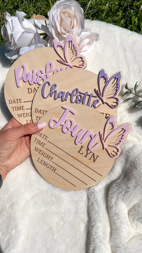 Baby Girl Name Sign With Butterfly Wooden Name Sign Birth - Etsy Baby Signs Wooden, Butterfly Nursery Baby Girl, Wooden Birth Announcement, Birth Hospital, Name Announcement Sign, Hospital Sign, Baby Girl Sign, Hospital Signs, Baby Name Announcement