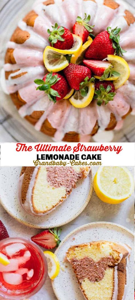 Strawberry Lemonade Cake Strawberry Lemonade Pound Cake Recipe, Strawberry Lemonade Pound Cake, Strawberry Lemonade Cake, Lemonade Cake, Recipe Cheesecake, Fall Baking Recipes, Homemade Snickers, Cheesecake Dessert, Cookies Bars