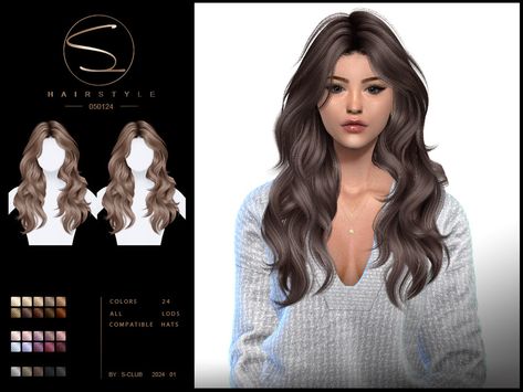 The Sims Resource - Long wavy hairstyle 05012024 Sims 4 Hair Male, Sims 4 Piercings, Sims 4 Cc Eyes, Maxis Match Cc, Sims 4 Cas Mods, Cc Folder, Play Sims 4, Sims 4 Anime, Wavy Hairstyle