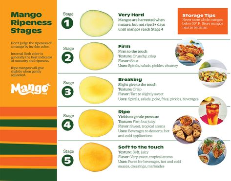 Mango Ripeness Chart, Food Info, Skin Color, Chutney, Nom Nom, Pickles, Tart, Life Hacks, Mango