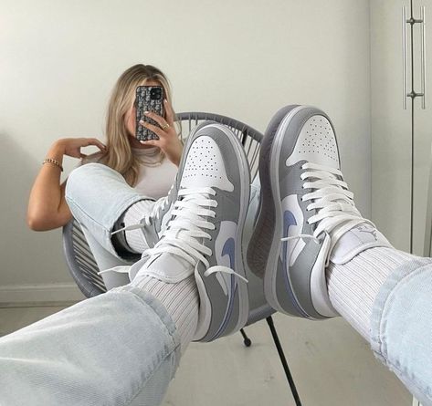 Jordan Wolf Grey, Jordan 1 Mid Wolf Grey, Jordan 1 Mid Women, Wolf Grey Jordans, Air Jordan 1 Low White, Jordan 1 Outfit Women, Nike Jordan 1 Mid, Grey Jordans, Nike Jordan 1