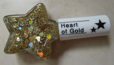 Custom Blended Nail Polish - "Heart of Gold" - Gold Holographic Heart Hexagon Glitter - Lacquer Color Boards, Pretty Nail Polish, Star Nails, Cute Nail Art, Kid Core, Heart Of Gold, Gold Gold, Star Shape, Swag Nails