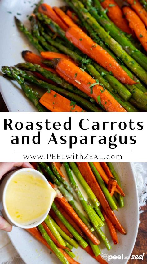 Roasted Carrots And Asparagus, Carrots With Hummus, Carrots And Asparagus, Easter Vegetables, Asparagus Side Dish, Delicious Salad Dressings, Easter Side Dishes, Vegetable Side Dishes Recipes, Lemon Dill