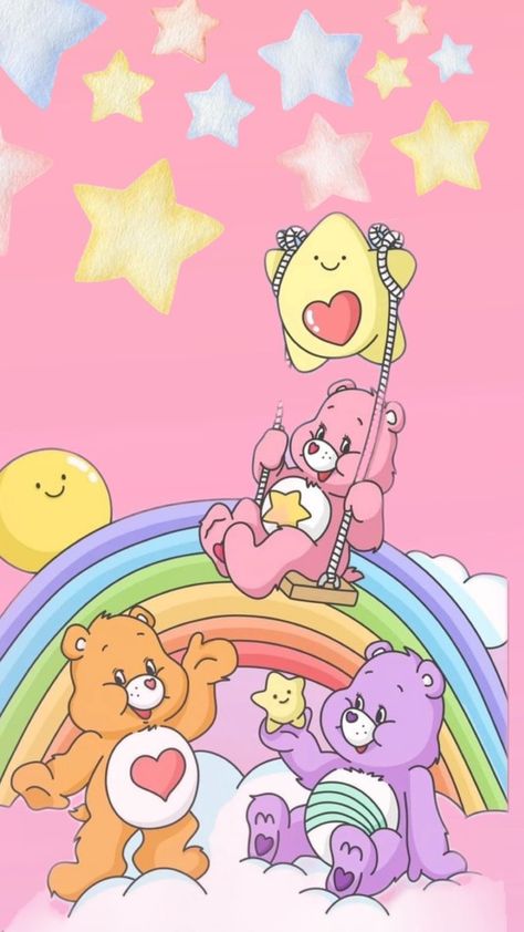 Napoleon Ice Cream, Care Bear Stare, Rainbow Sherbert, Care Bears Vintage, Vintage Wallpapers, Kidcore Aesthetic, Pink Teddy Bear, Paper Notebook, Pink Teddy