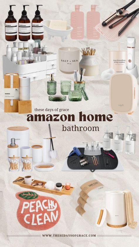 Spa Like Bathroom Decor, Spa Like Home, Bathroom Amazon Finds, Spa Themed Bathroom, Amazon Lists, Amazon Bathroom Finds, Amazon Bathroom Decor, Guest Bathroom Essentials, Aesthetic Amazon Finds