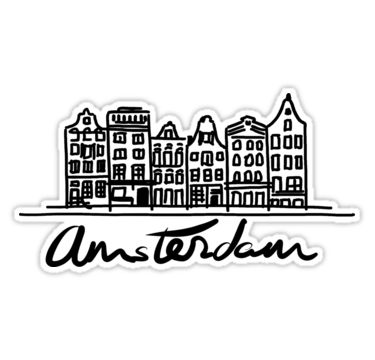 #amsterdam #stickers #houses Amsterdam Stickers, Houses Drawing, Amsterdam Canal Houses, Drawing Sticker, Amsterdam Houses, Amsterdam Canals, Canal House, House Drawing, Logo Black