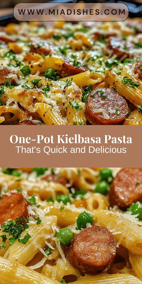 Discover the ultimate comfort food with our One-Pot Kielbasa Pasta Delight! This easy-to-make dish combines smoky kielbasa, creamy sauce, and vibrant veggies for a flavorful meal that cooks in one pot. Perfect for busy weeknights, it's a satisfying option that caters to various tastes and dietary needs. Try it out and customize it with your favorite ingredients! #OnePotMeal #KielbasaPasta #ComfortFood #DinnerIdeas #EasyRecipes #FamilyMeals #CookingAtHome Kielbasa And Pasta, Polska Kielbasa Recipes, Kielbasa Pasta Recipes, Kielbasa Pasta, Pasta And Veggies, Kielbasa Sausage, One Pot Pasta Recipes, Kielbasa, Gluten Free Pasta