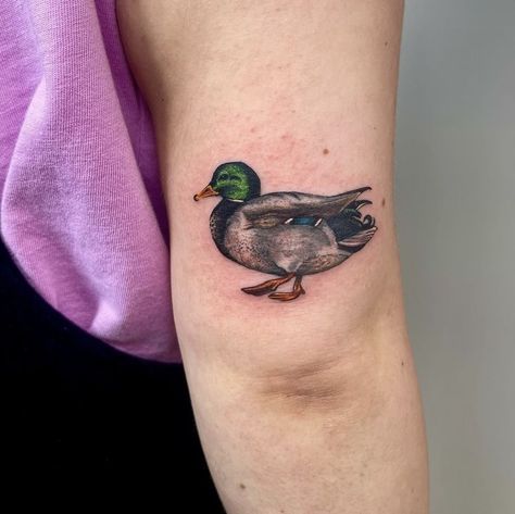 Chicken And Duck Tattoo, Mallard Duck Tattoos, Traditional Duck Tattoo, Duck Tattoos For Men, Mallard Tattoo, Mallard Duck Tattoo, Duckling Tattoo, Levi Tattoo, Simon Tattoo