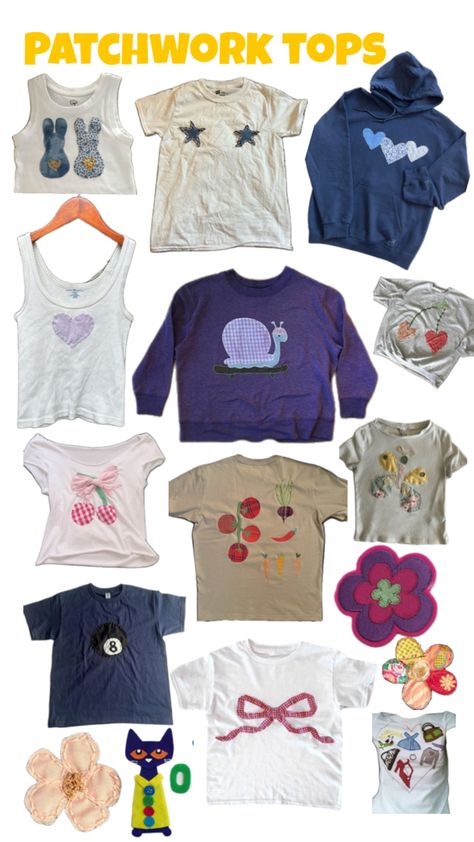 #patchwork #sewing #stitches #embroidery #tshirts #diy #crafts #aesthetic #sewingideas #collage Patchwork Tops Ideas, Diy Patchwork Shirt, Passion Project Ideas, Embroidery Tshirts, Diy Crafts Aesthetic, Patchwork Tshirt, Tshirt Aesthetic, Crafts Aesthetic, Patchwork Sewing